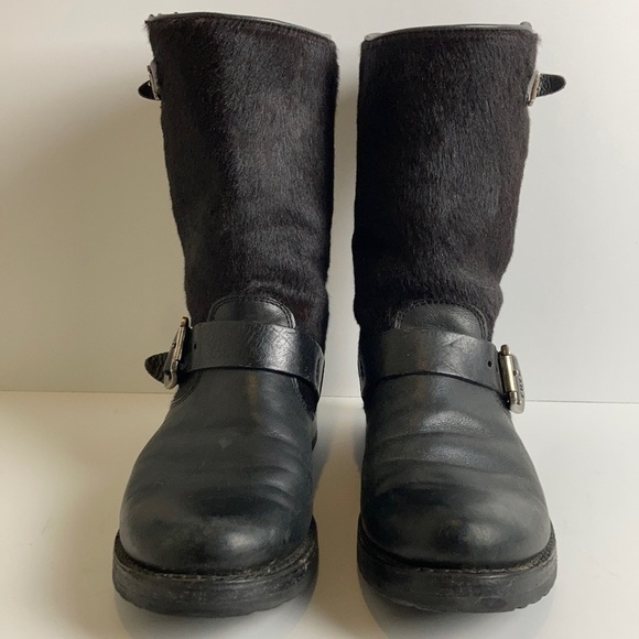 FRYE Veronica Leather Calf Hair Short Boot 6.5 Biker Western Y2K 90’s Grunge - Picture 6 of 16